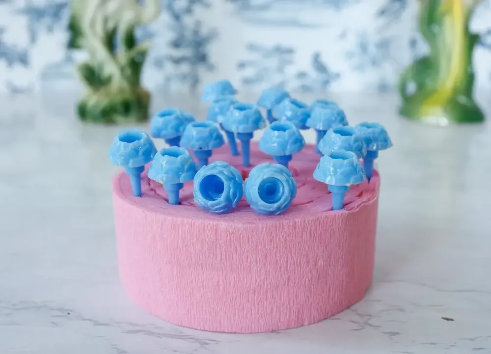 VTG Set of 14 Floral Cake Toppers Candle Holders Retro MCM Party Birthday Decor